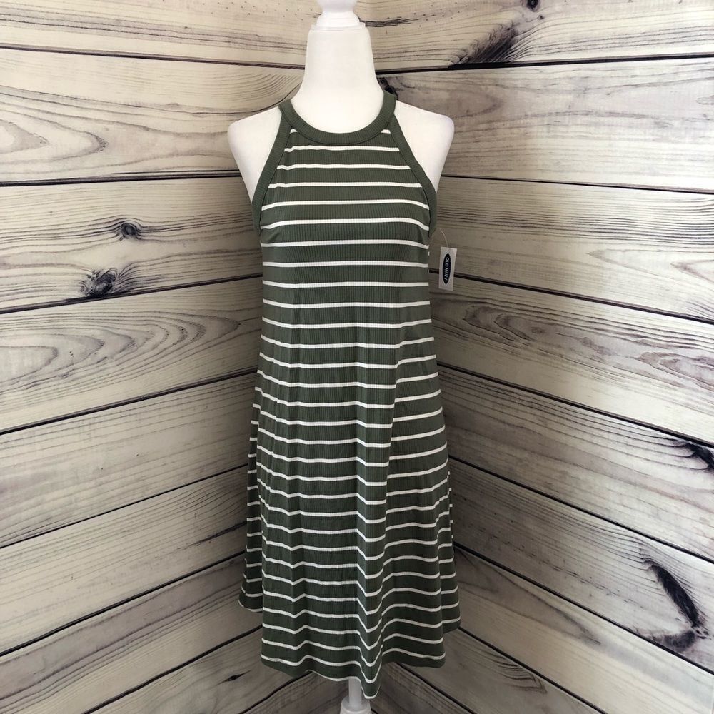 Old Navy Green&White Ribbed Dress Small NWT